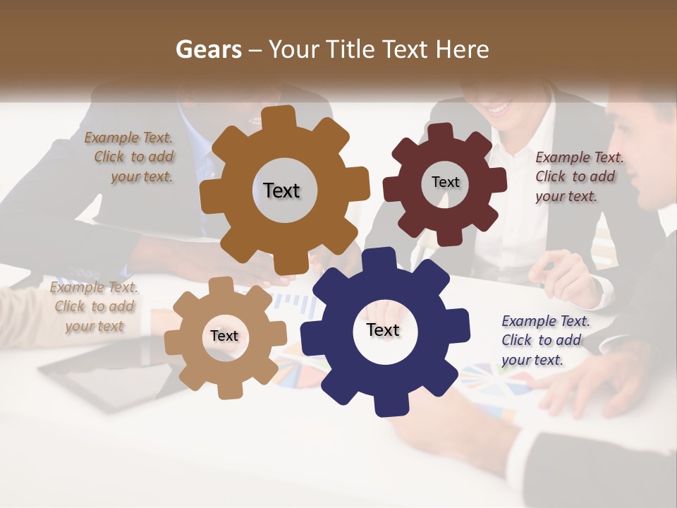 A Group Of Business People Sitting Around A Table PowerPoint Template