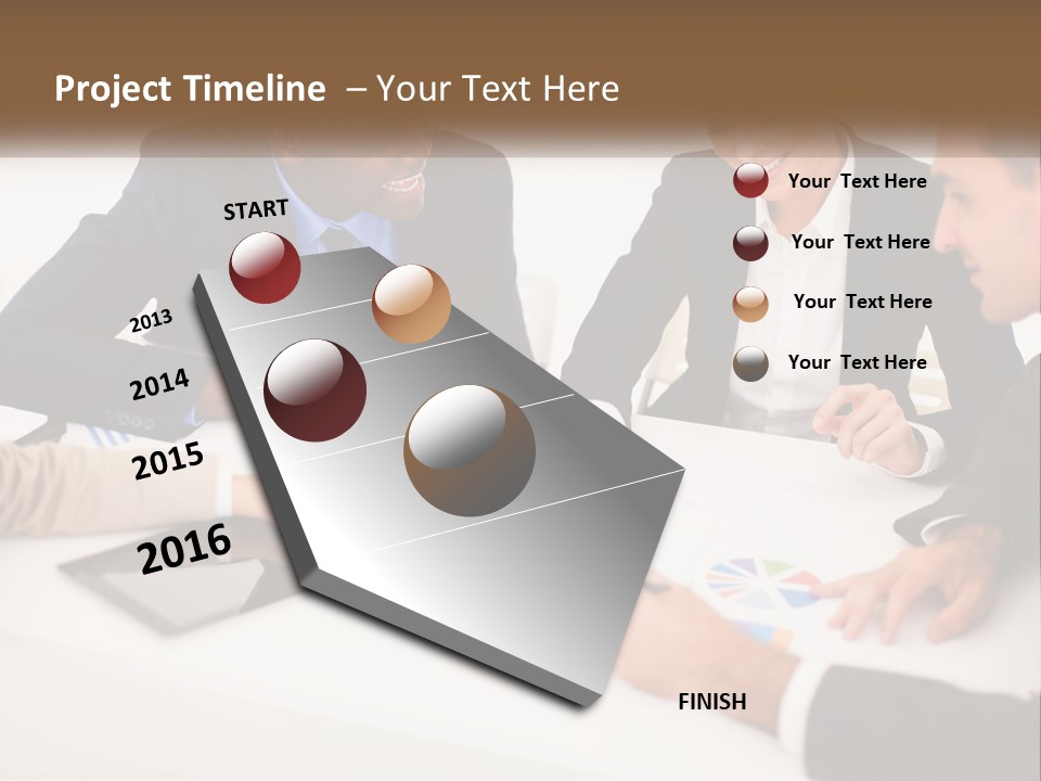 A Group Of Business People Sitting Around A Table PowerPoint Template