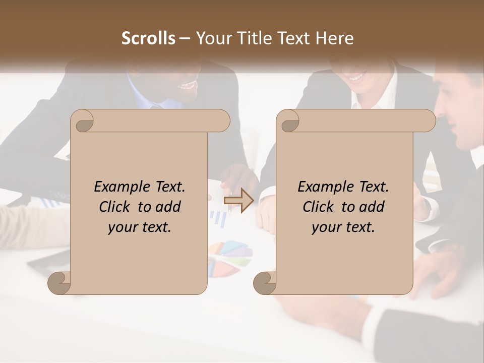 A Group Of Business People Sitting Around A Table PowerPoint Template
