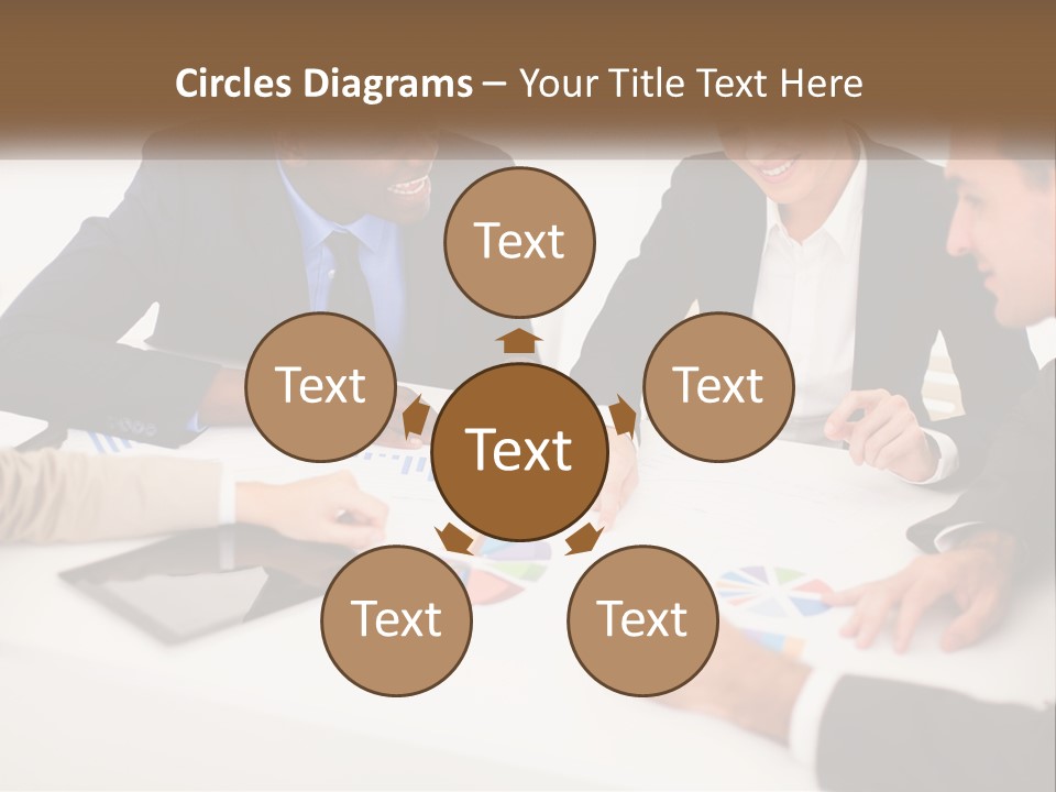 A Group Of Business People Sitting Around A Table PowerPoint Template