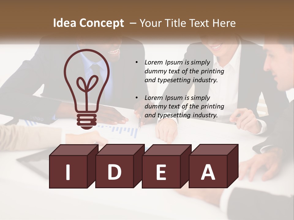 A Group Of Business People Sitting Around A Table PowerPoint Template