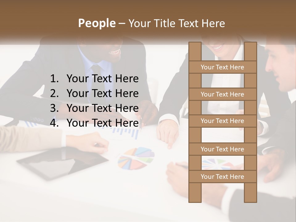 A Group Of Business People Sitting Around A Table PowerPoint Template