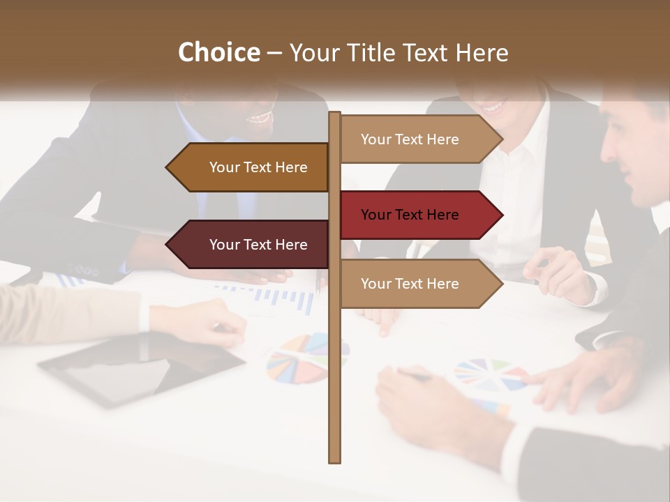 A Group Of Business People Sitting Around A Table PowerPoint Template