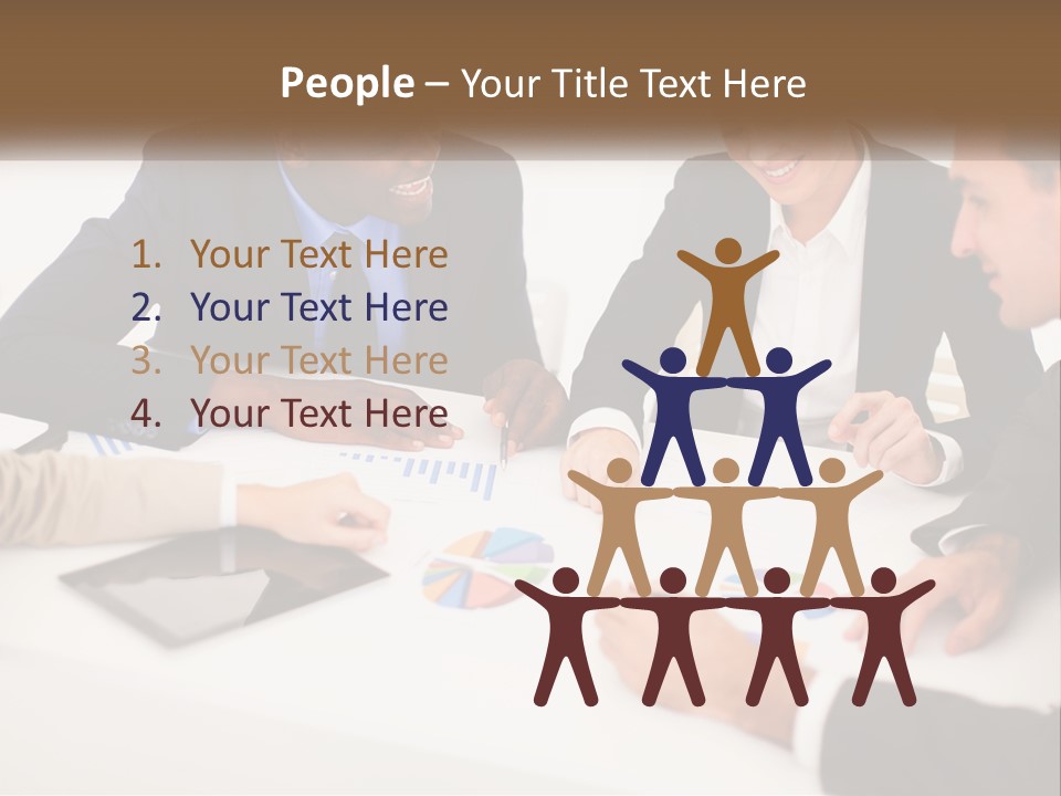 A Group Of Business People Sitting Around A Table PowerPoint Template