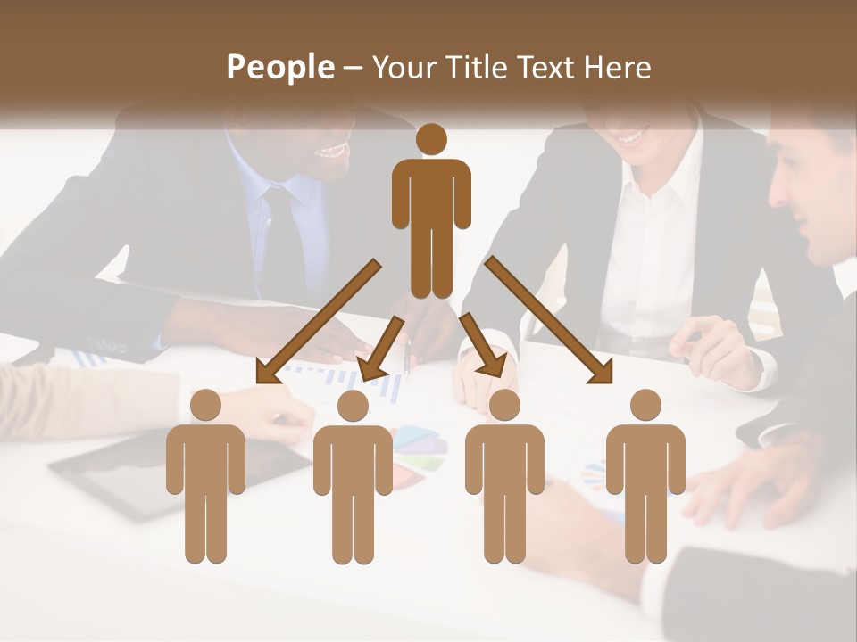 A Group Of Business People Sitting Around A Table PowerPoint Template