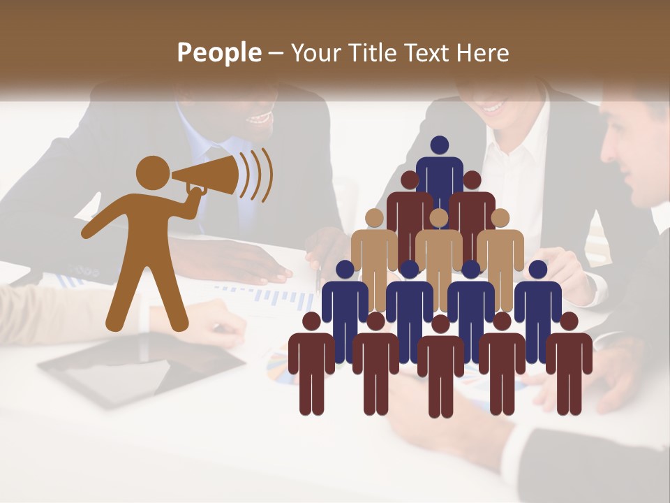 A Group Of Business People Sitting Around A Table PowerPoint Template