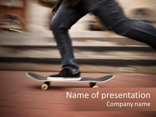 A Man Riding A Skateboard Down A Street PowerPoint Template