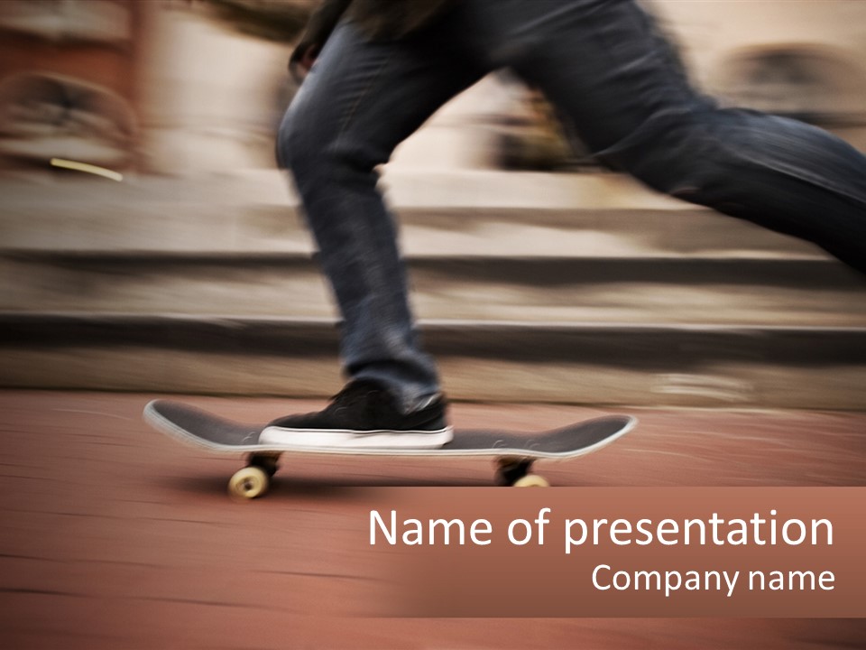 A Man Riding A Skateboard Down A Street PowerPoint Template