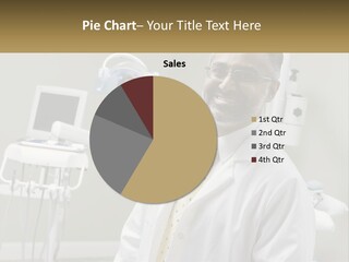 A Man In A White Lab Coat And Tie Standing In Front Of A Dentist Chair PowerPoint Template