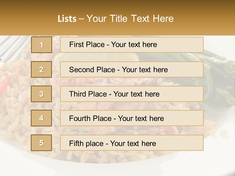 A Plate Of Food With Rice And Asparagus PowerPoint Template