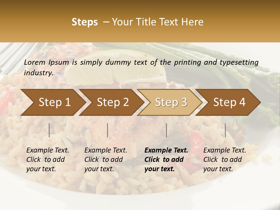 A Plate Of Food With Rice And Asparagus PowerPoint Template