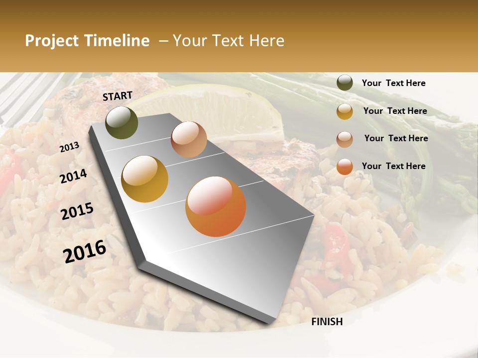 A Plate Of Food With Rice And Asparagus PowerPoint Template