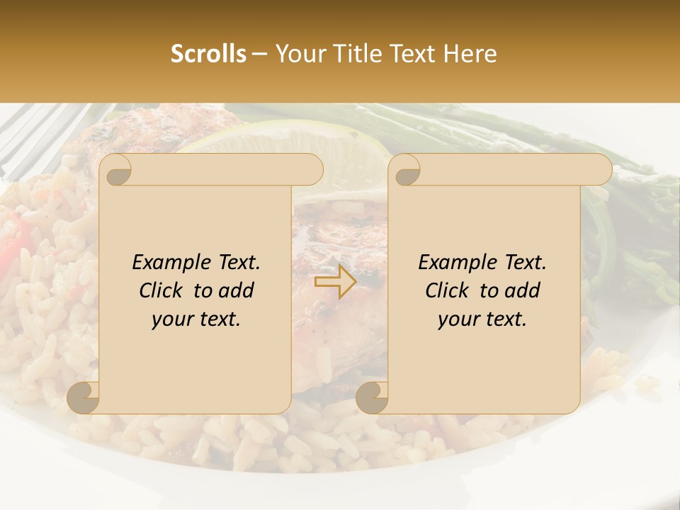 A Plate Of Food With Rice And Asparagus PowerPoint Template