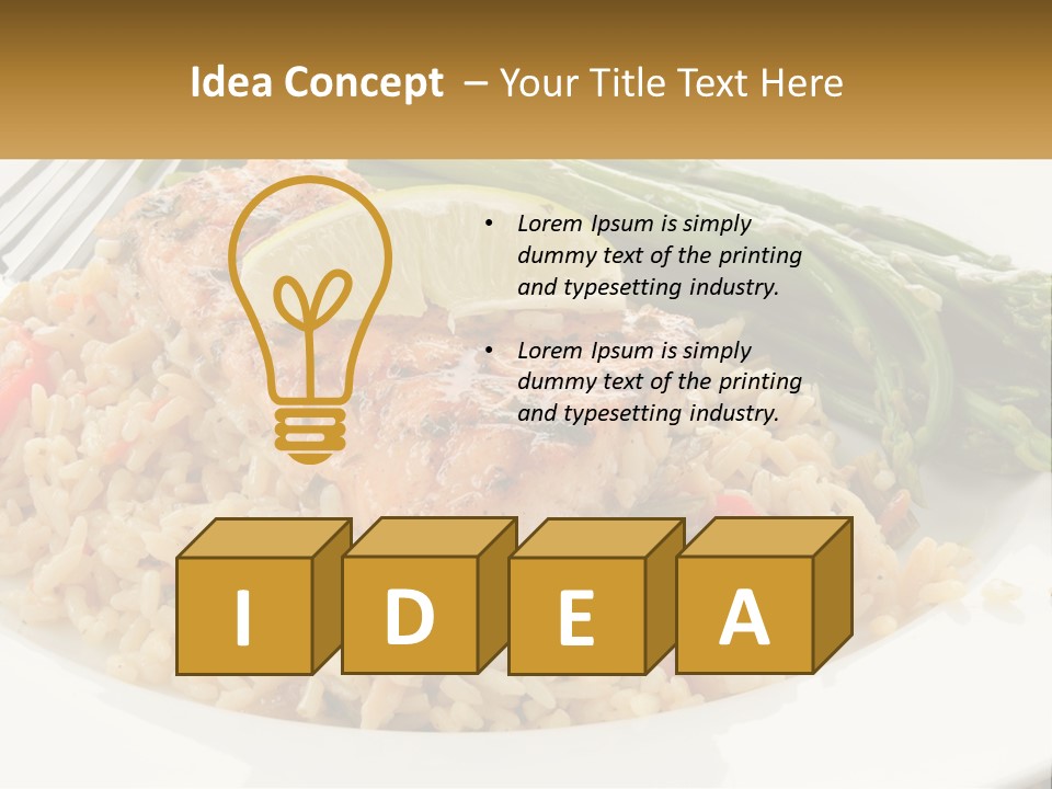 A Plate Of Food With Rice And Asparagus PowerPoint Template