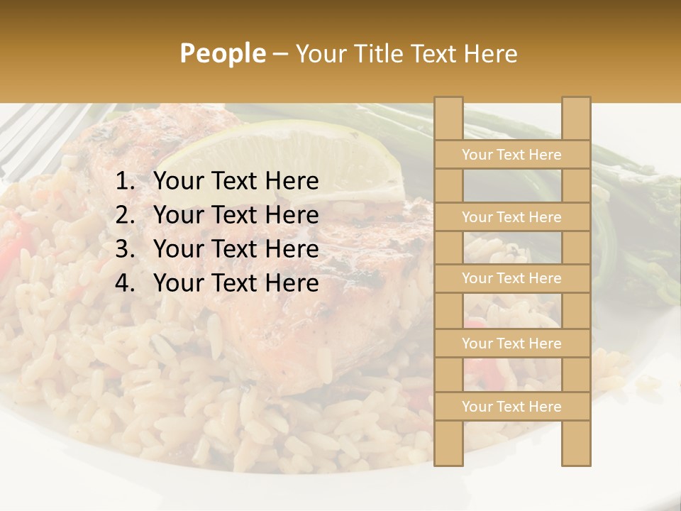 A Plate Of Food With Rice And Asparagus PowerPoint Template