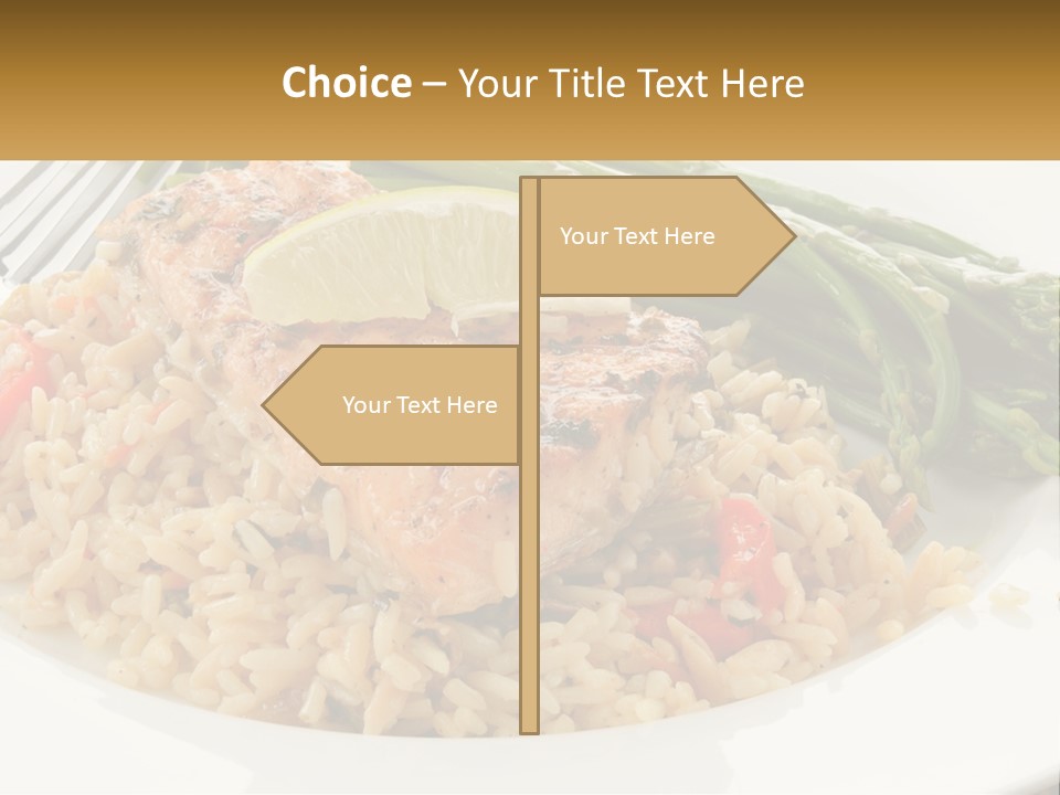 A Plate Of Food With Rice And Asparagus PowerPoint Template