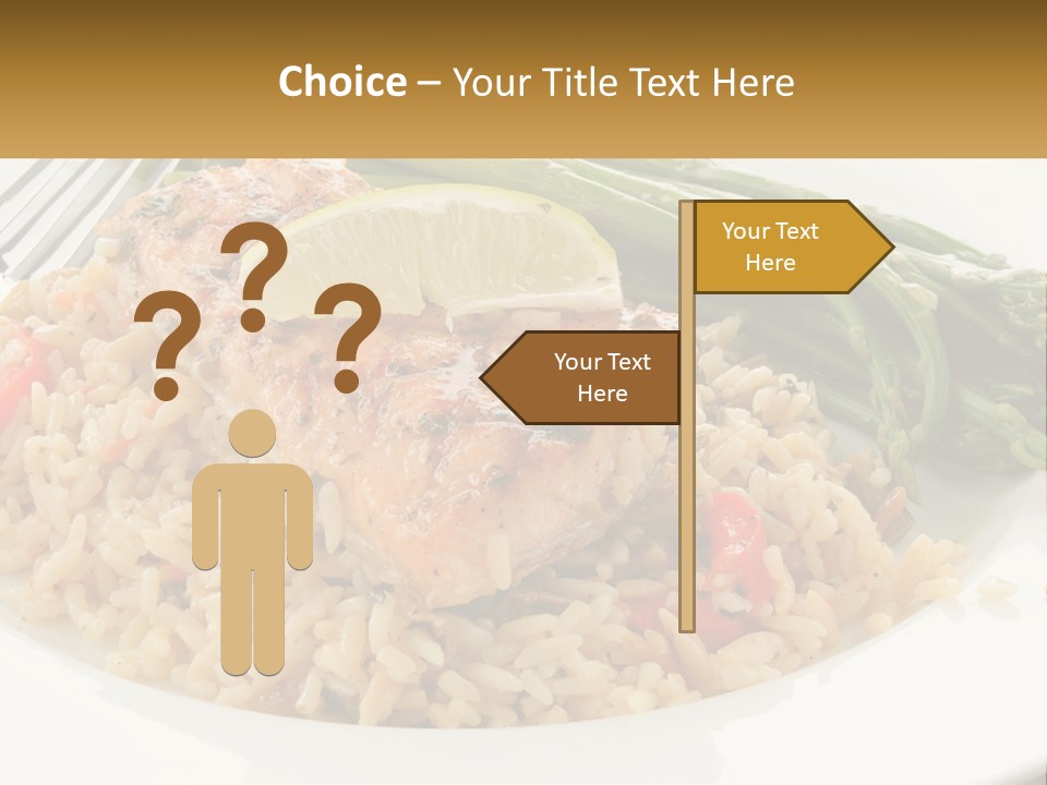 A Plate Of Food With Rice And Asparagus PowerPoint Template