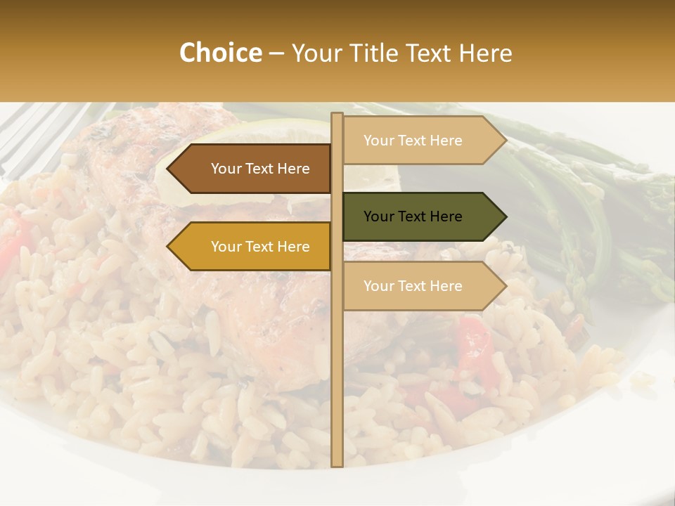 A Plate Of Food With Rice And Asparagus PowerPoint Template