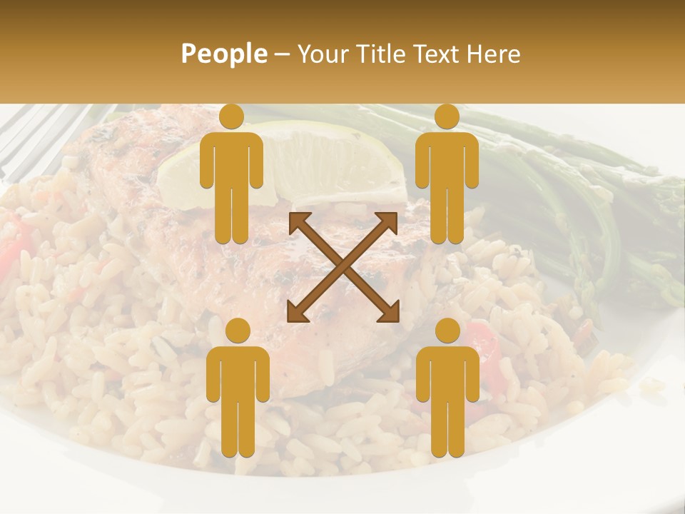 A Plate Of Food With Rice And Asparagus PowerPoint Template