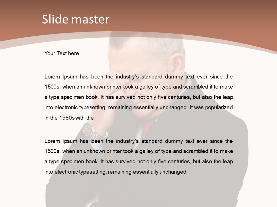 A Man In A Suit Is Holding His Hand To His Face PowerPoint Template