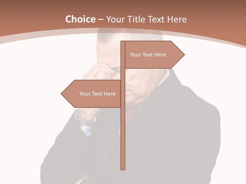 A Man In A Suit Is Holding His Hand To His Face PowerPoint Template