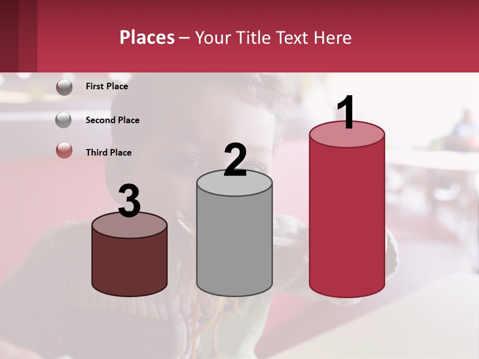 A Young Boy Eating Noodles In A Restaurant PowerPoint Template