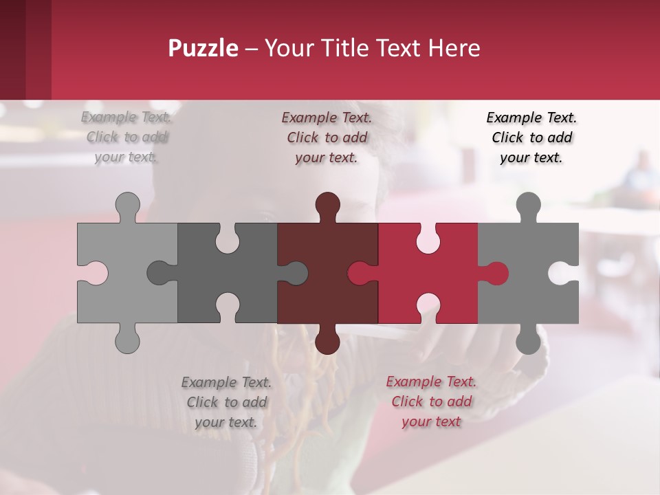 A Young Boy Eating Noodles In A Restaurant PowerPoint Template