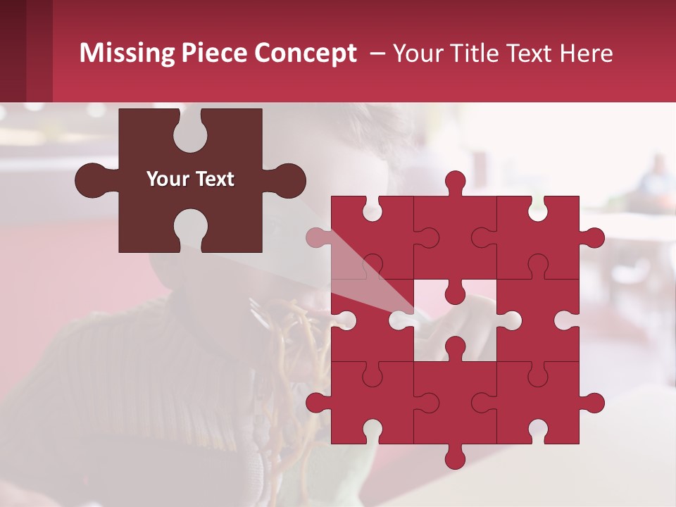 A Young Boy Eating Noodles In A Restaurant PowerPoint Template