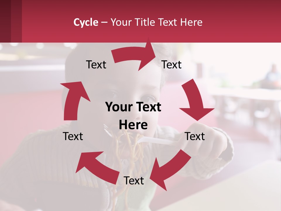 A Young Boy Eating Noodles In A Restaurant PowerPoint Template