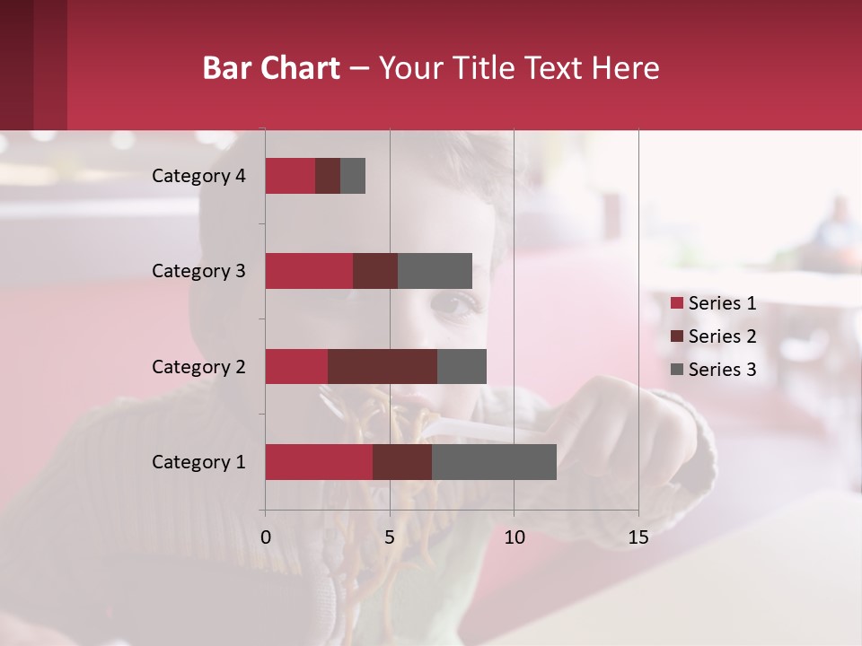 A Young Boy Eating Noodles In A Restaurant PowerPoint Template