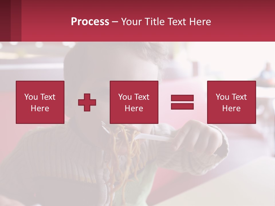 A Young Boy Eating Noodles In A Restaurant PowerPoint Template