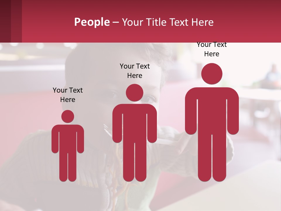 A Young Boy Eating Noodles In A Restaurant PowerPoint Template