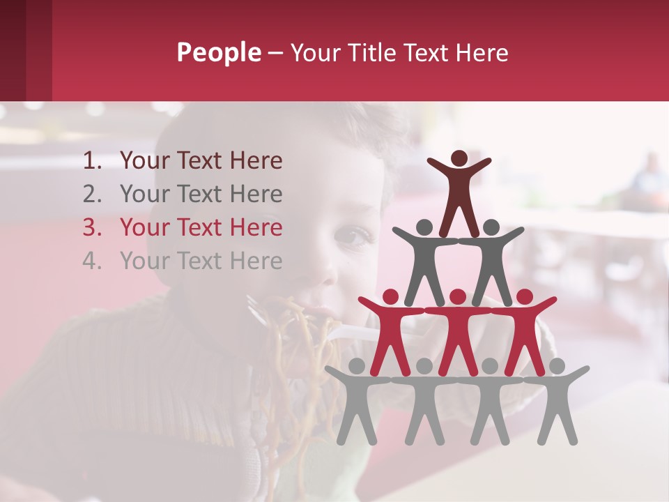 A Young Boy Eating Noodles In A Restaurant PowerPoint Template