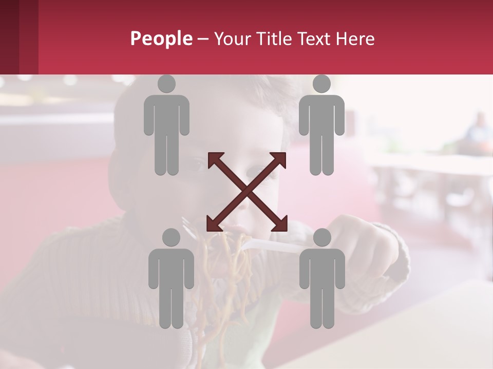 A Young Boy Eating Noodles In A Restaurant PowerPoint Template