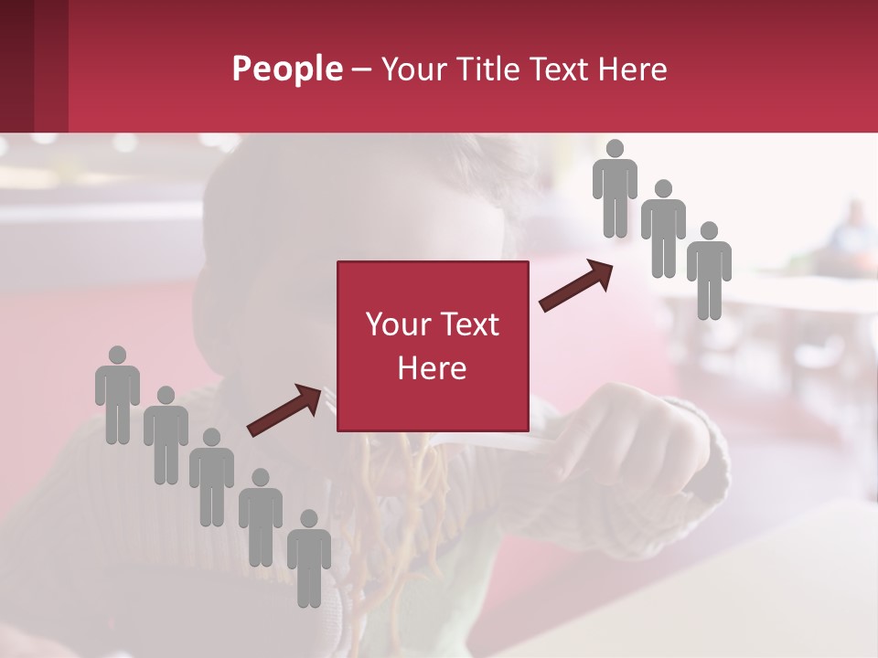 A Young Boy Eating Noodles In A Restaurant PowerPoint Template