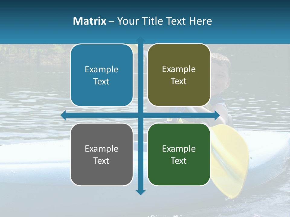 A Young Boy In A Blue Kayak With A Yellow Oar PowerPoint Template