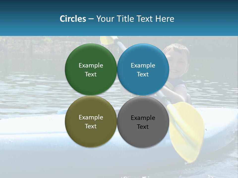 A Young Boy In A Blue Kayak With A Yellow Oar PowerPoint Template
