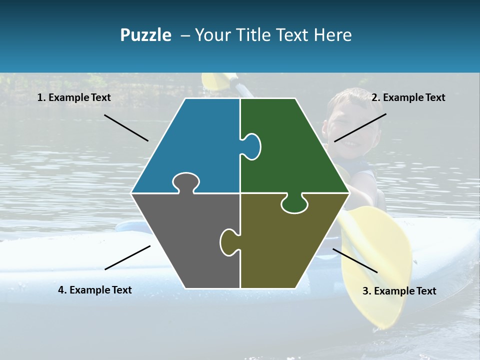 A Young Boy In A Blue Kayak With A Yellow Oar PowerPoint Template