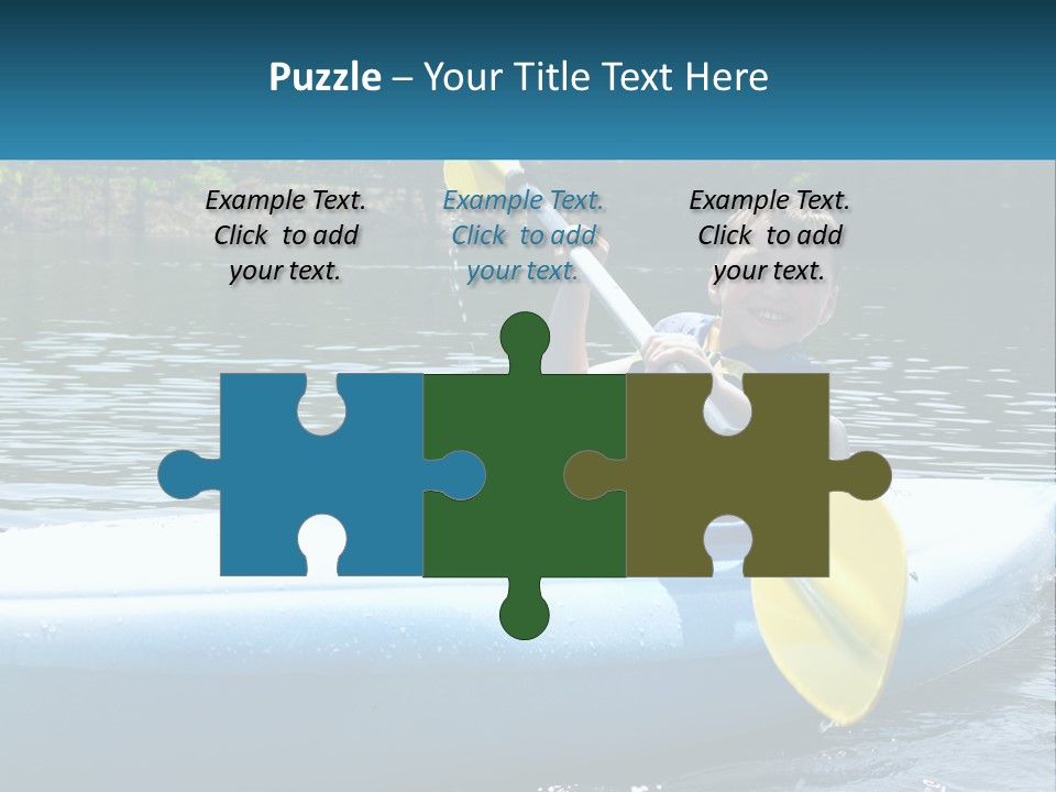 A Young Boy In A Blue Kayak With A Yellow Oar PowerPoint Template