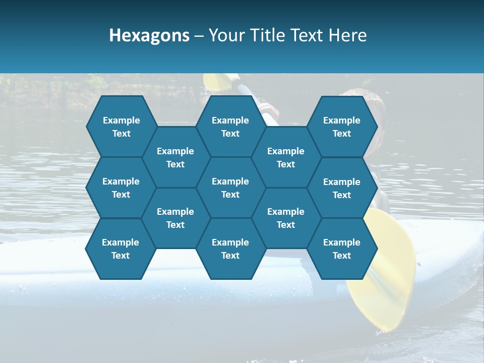 A Young Boy In A Blue Kayak With A Yellow Oar PowerPoint Template
