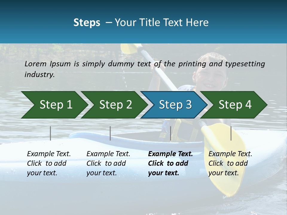 A Young Boy In A Blue Kayak With A Yellow Oar PowerPoint Template