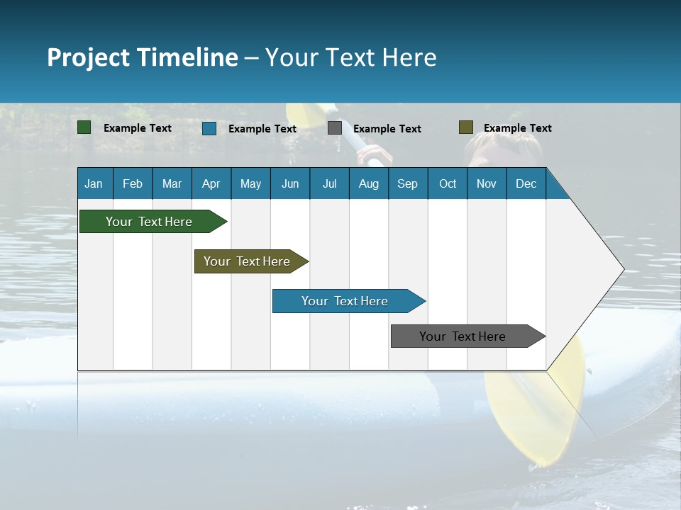 A Young Boy In A Blue Kayak With A Yellow Oar PowerPoint Template