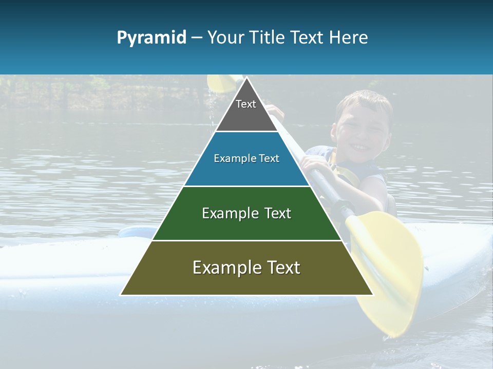 A Young Boy In A Blue Kayak With A Yellow Oar PowerPoint Template