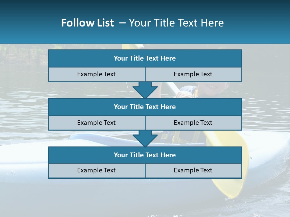 A Young Boy In A Blue Kayak With A Yellow Oar PowerPoint Template
