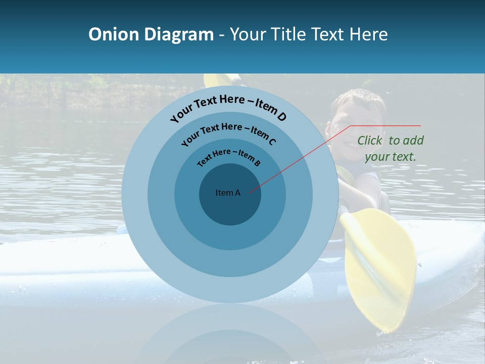 A Young Boy In A Blue Kayak With A Yellow Oar PowerPoint Template