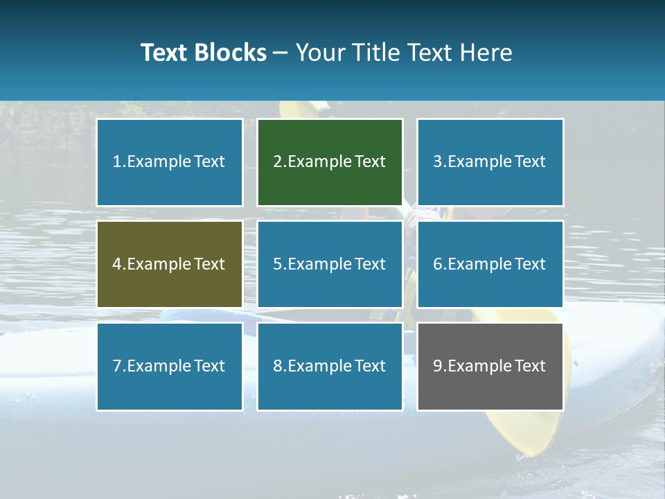 A Young Boy In A Blue Kayak With A Yellow Oar PowerPoint Template