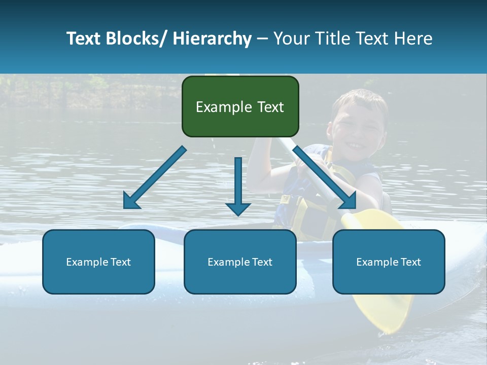 A Young Boy In A Blue Kayak With A Yellow Oar PowerPoint Template