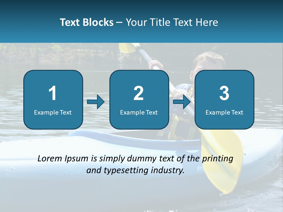 A Young Boy In A Blue Kayak With A Yellow Oar PowerPoint Template