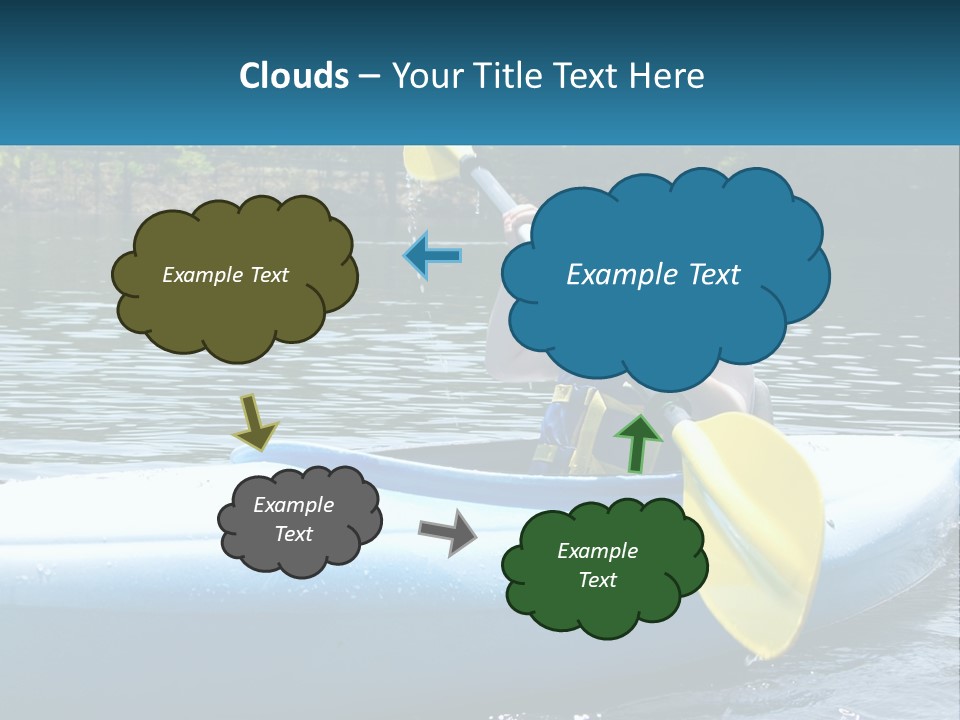 A Young Boy In A Blue Kayak With A Yellow Oar PowerPoint Template