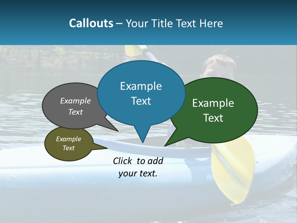 A Young Boy In A Blue Kayak With A Yellow Oar PowerPoint Template